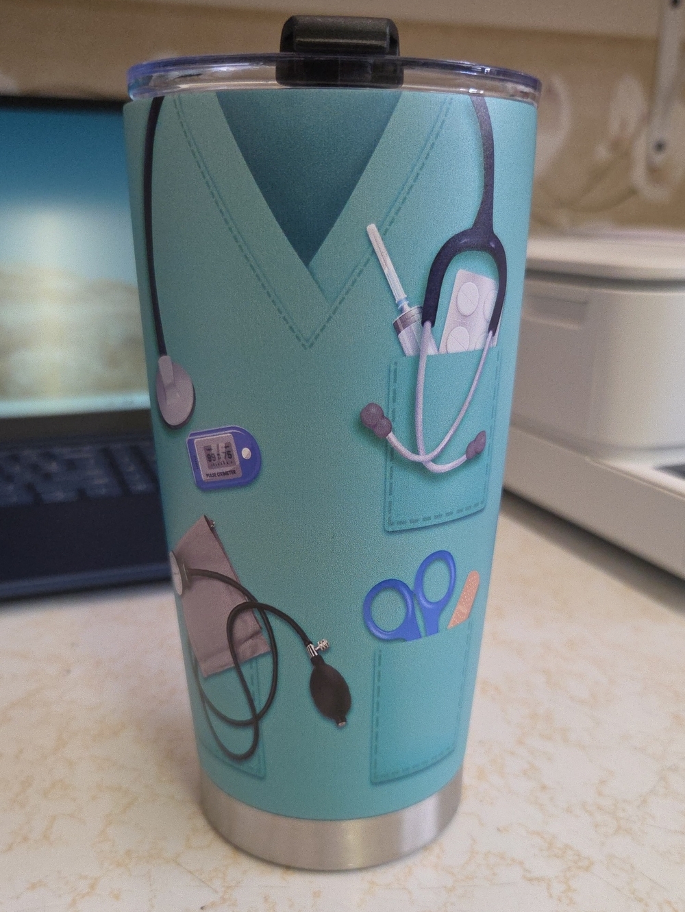 Medical Scrubs Print Stainless Tumbler - Teal